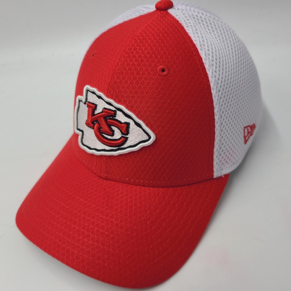 Kansas City Chiefs Hat Fitted M-L Mesh New Era 39Thirty Red White NFL Football